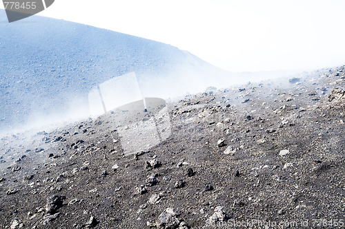 Image of volcanic ash surface, clouds 