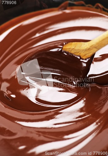 Image of Melted chocolate and spoon