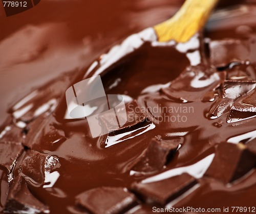 Image of Melting chocolate and spoon