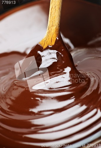 Image of Melted chocolate and spoon