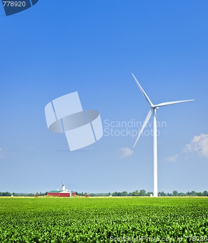 Image of Wind turbine in field