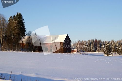 Image of Old Barn in Winter