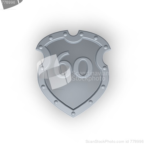 Image of number sixty on metal shield