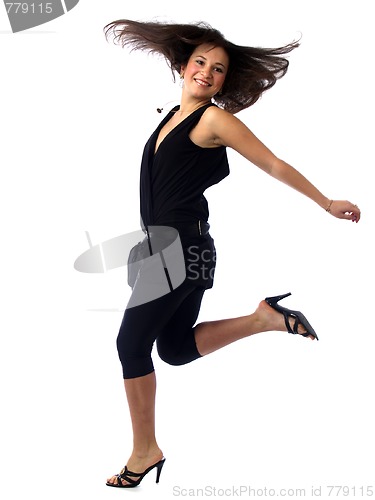 Image of Young brunette running