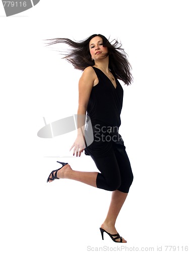 Image of Young brunette running