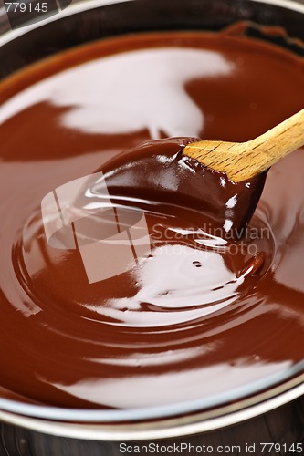 Image of Melted chocolate and spoon