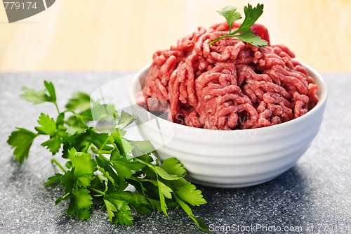 Image of Bowl of raw ground meat