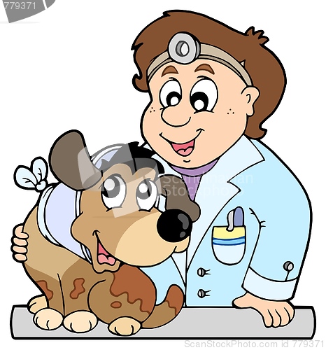 Image of Dog with collar at veterinarian