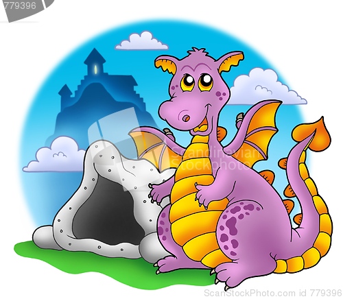 Image of Dragon with cave and castle 1
