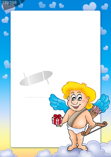 Image of Frame with Cupid holding gift