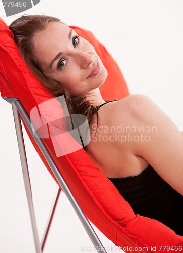 Image of Young attractive twenties caucasian woman relaxing