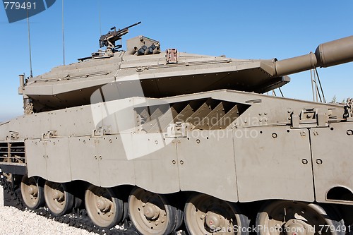 Image of New Israeli Merkava Mark IV tank in museum