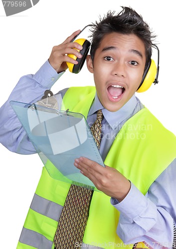 Image of Surprised junior foreman