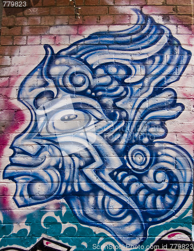 Image of Graffiti blue warrior mask