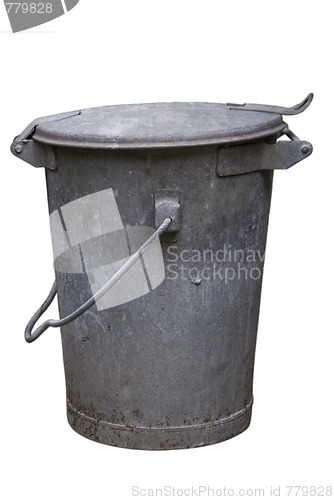 Image of Old metal trashcan