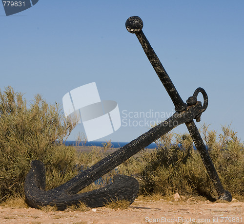 Image of Anchor on beach.