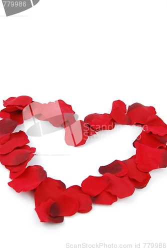 Image of Red heart made of rose petals for Valentine's Day