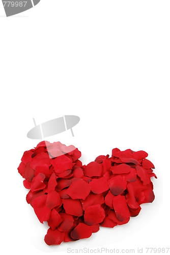 Image of Red heart made of rose petals for Valentine's Day