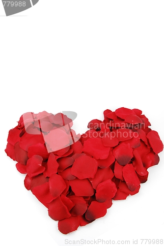 Image of Red heart made of rose petals for Valentine's Day