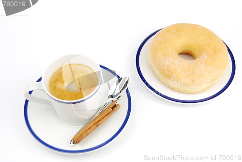 Image of Espresso coffee and donut