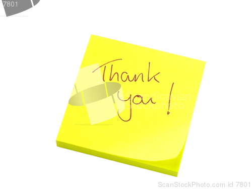 Image of Handwritten thank you on yellow note paper