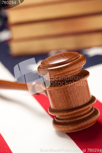 Image of Gavel and Books on Flag