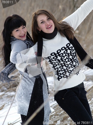 Image of Girls playing in winter