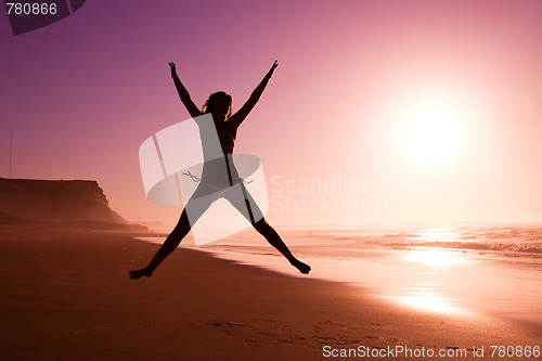 Image of Jumping on the beach