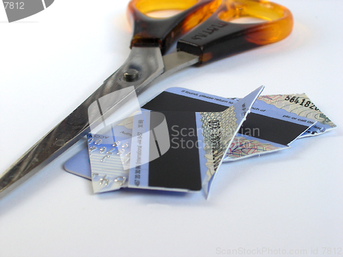 Image of Scissors cutting through unwanted credit card.