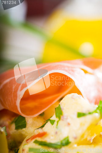 Image of parma ham and potato salad