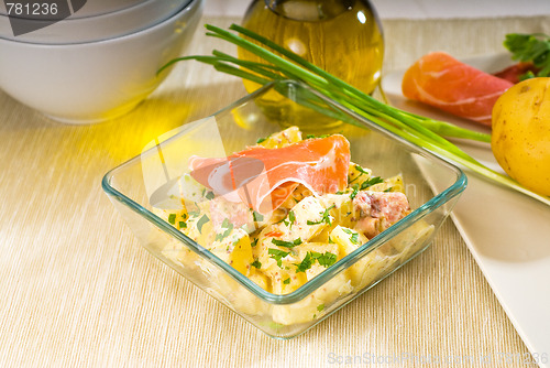 Image of parma ham and potato salad