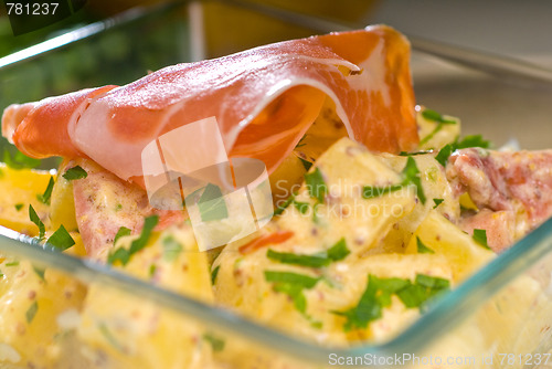 Image of parma ham and potato salad