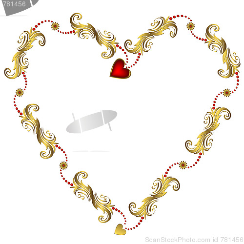 Image of Gold valentine`s floral frame