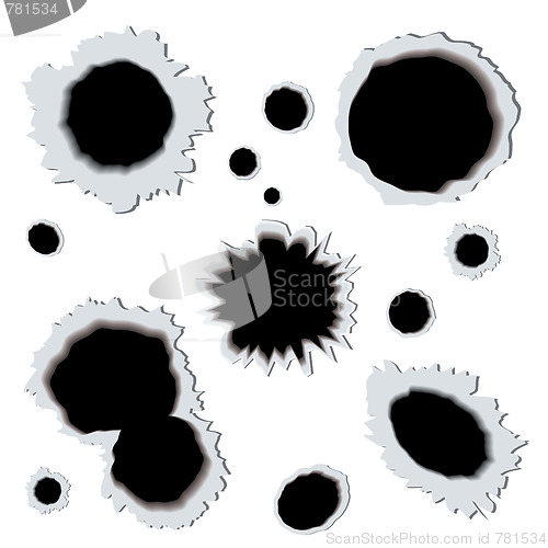 Image of bullet holes in metal background