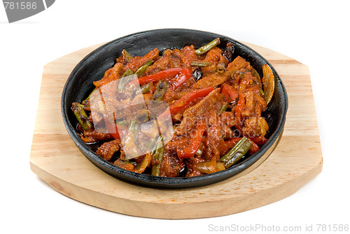 Image of meat and vegetables at pan