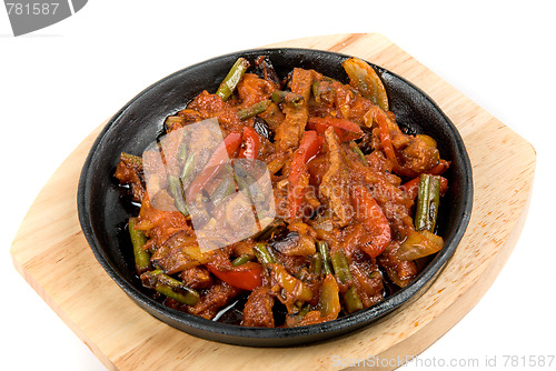 Image of meat and vegetables at pan