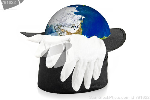 Image of Black magic hat and gloves with earth