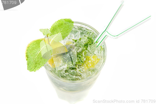 Image of mojito alcohol fresh cocktail closeup