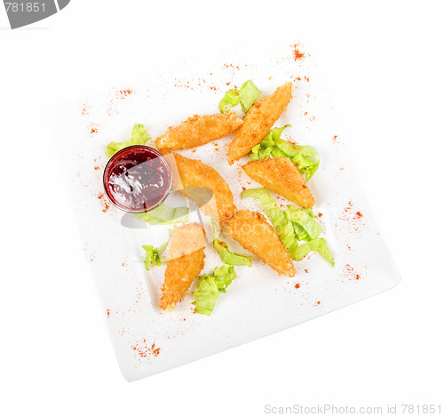 Image of  Baked cheese with cranberries sauce