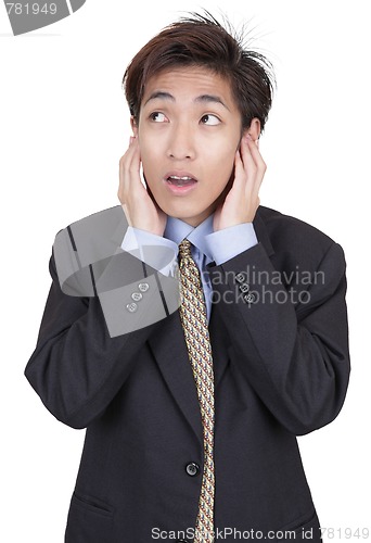 Image of Businessman in denial not listening