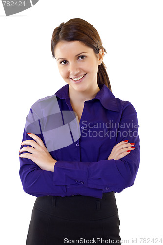 Image of Positive business woman smiling