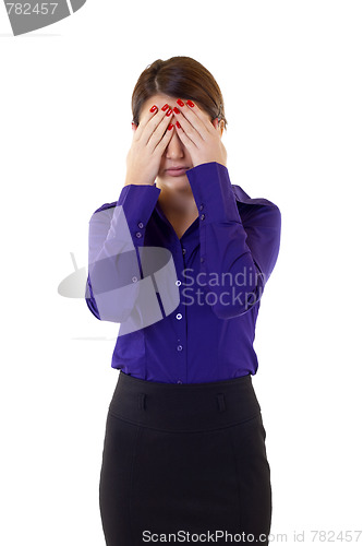 Image of businesswoman in the See No Evil pose