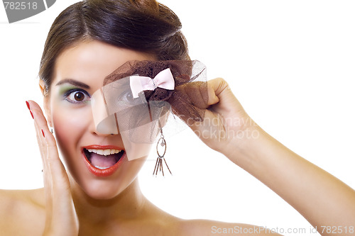 Image of excited beautiful woman