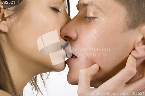Image of closeup picture of a couple kissing