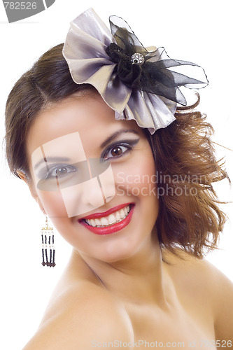Image of Beautiful young smiling woman