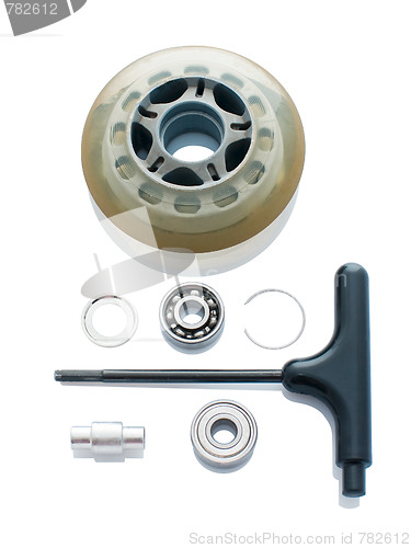 Image of Skate wheel in parts