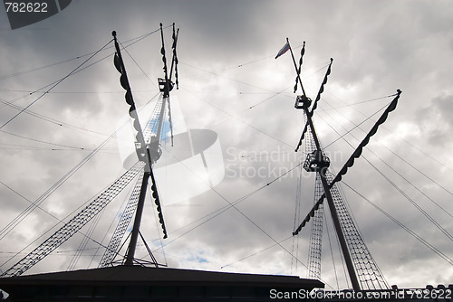 Image of sailing ship masts and gunter