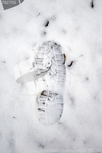 Image of Grungy footstep at the first snow