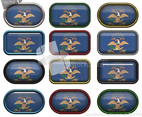 Image of 12 buttons of the Flag of North Dakota