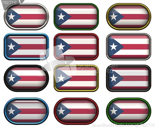 Image of 12 buttons of the Flag of Puerto Rico